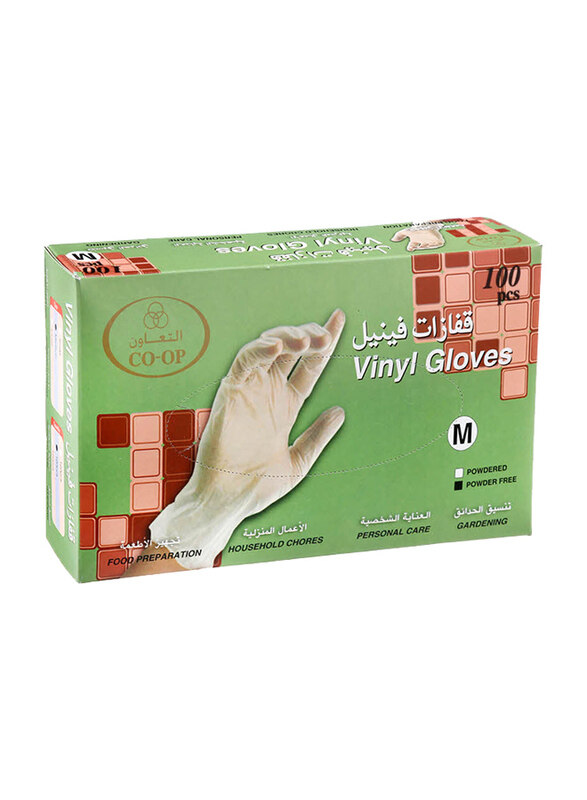 

Co-Op Powder Free Vinyl Gloves, Medium, 100 Pieces