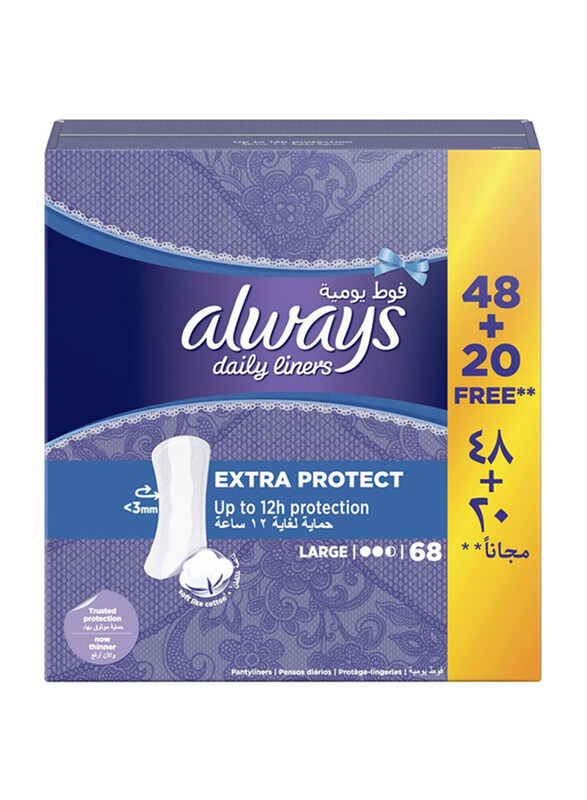 

Always Extra Protect Daily Panty Liners, Large - 68 Pieces