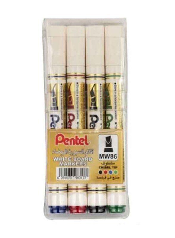 

Pentel 4-Piece Marker White Board chiseled Set, Multicolour