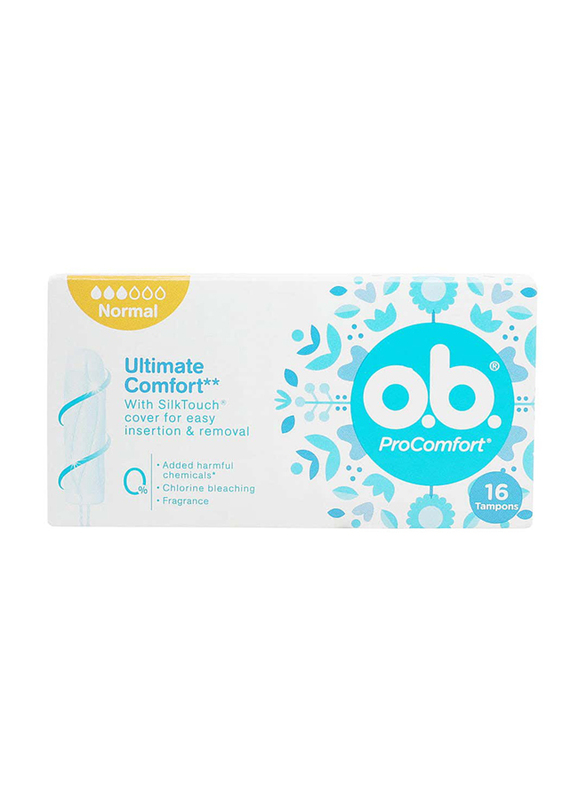 O.B. ProComfort Normal Ultimate Comfort Bumper Regular Tampons, 16 Pieces