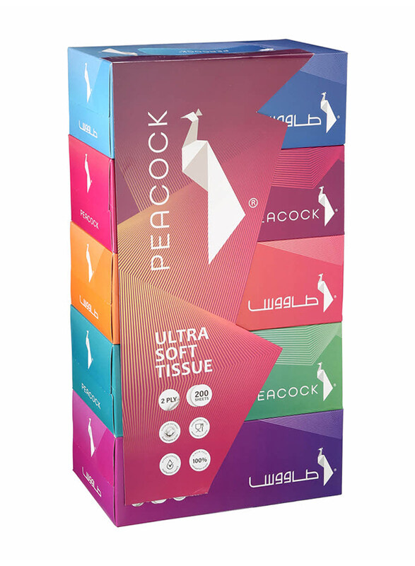 

Peacock Tissues, 2 Ply, 200 Sheets, 5 Pieces
