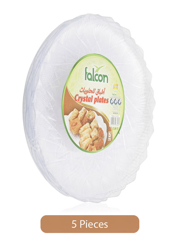 Falcon 24cm 5-Pieces Round Crystal Serving Plates, Clear