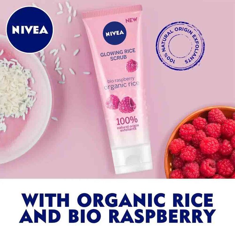 Nivea Face Glowing Rice Scrub Raspberry - 75 ml