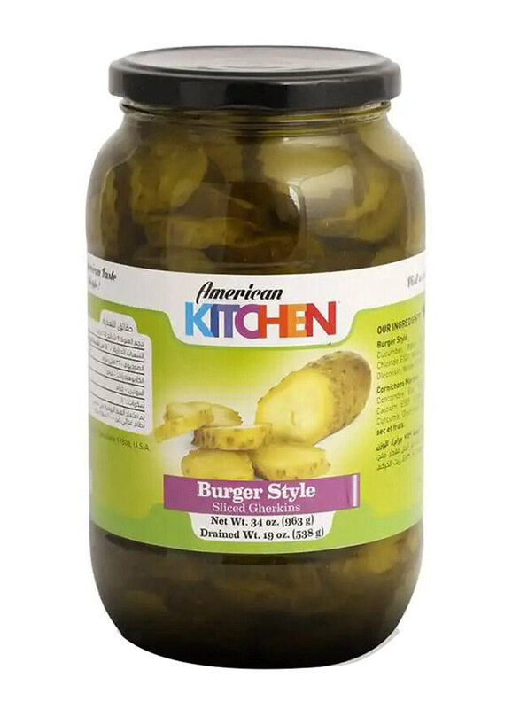 

American Kitchen Burger Style Sliced Gherkins, 963g
