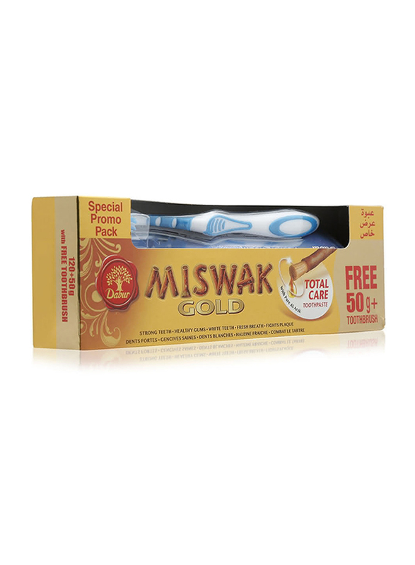 Dabur Miswaak Gold Toothpaste and Toothbrush Set, 3 Pieces