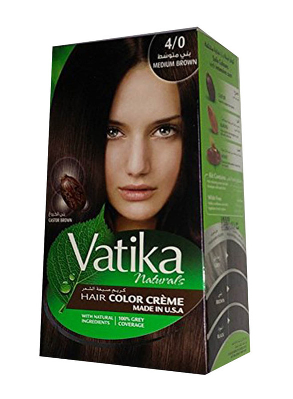 Vatika Hair Colouring Creme Kit, 4/0 Medium Brown