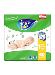 Fine Baby Diapers, Size 1, Newborn, 2-5 kg, 60 Count
