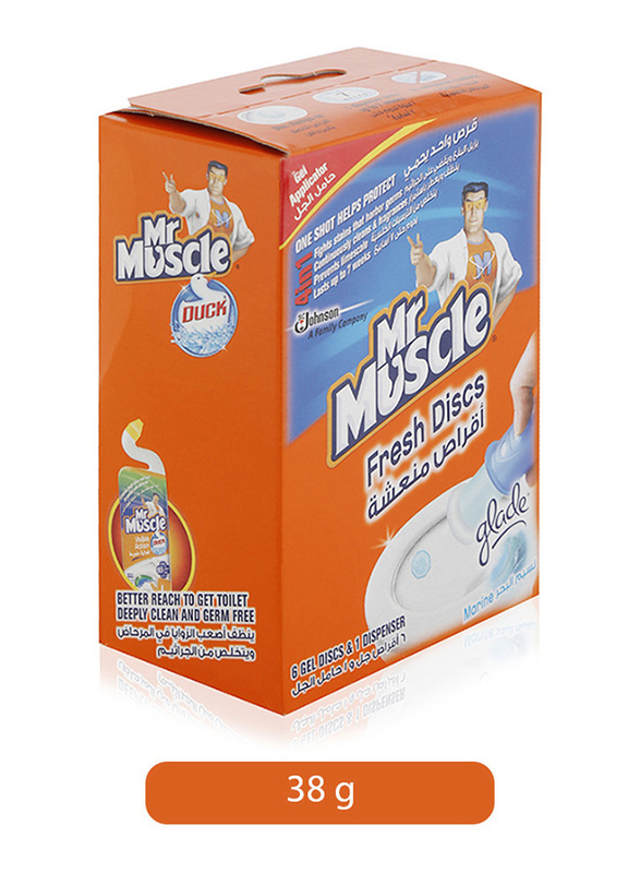 Mr Muscle 6 Discs & 1 Dispenser Fresh Discs, 38gm