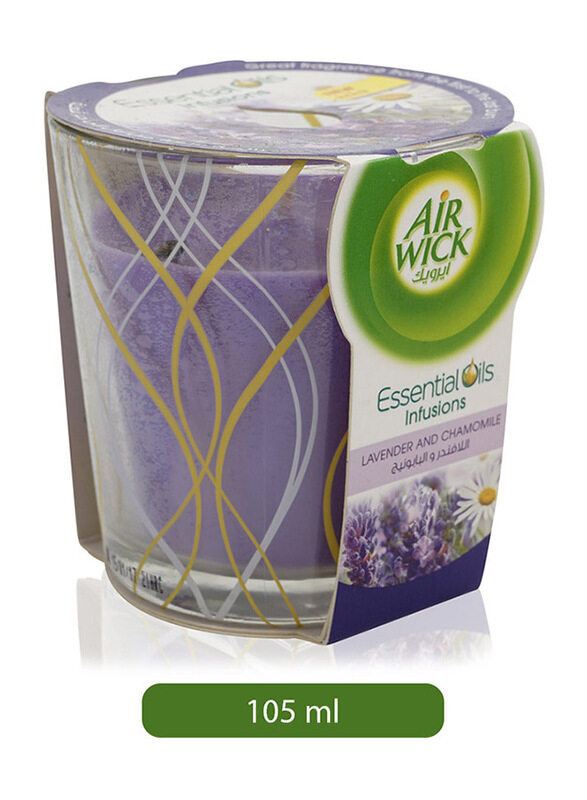 

Air Wick Essential Oils Infusions Lavender and Chamomile Fragranced Candle, 105ml, Purple