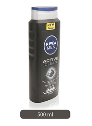 Nivea Active Clean Shower Gel with Active Charcoal for Men, 500ml