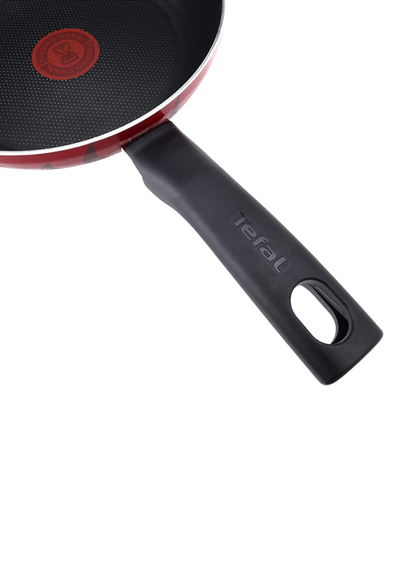 Tefal 30cm G6 Round Tempo Flame Frypan, Black/Red