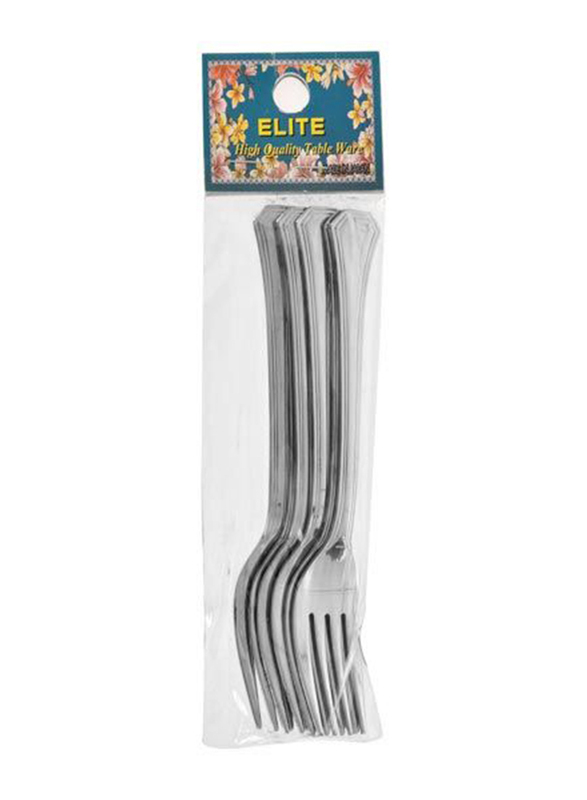 Elite 6-Piece Stainless Steel Fruit Fork, Silver