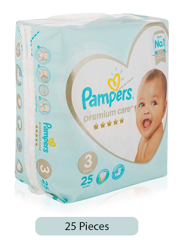 Pampers Premium Care Diapers, Size 3, 6-10 kg, 25 Count