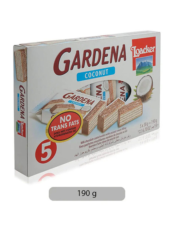 Loacker Gardena Coconut Cream Filling Chocolate Wafer - 5 x 38g