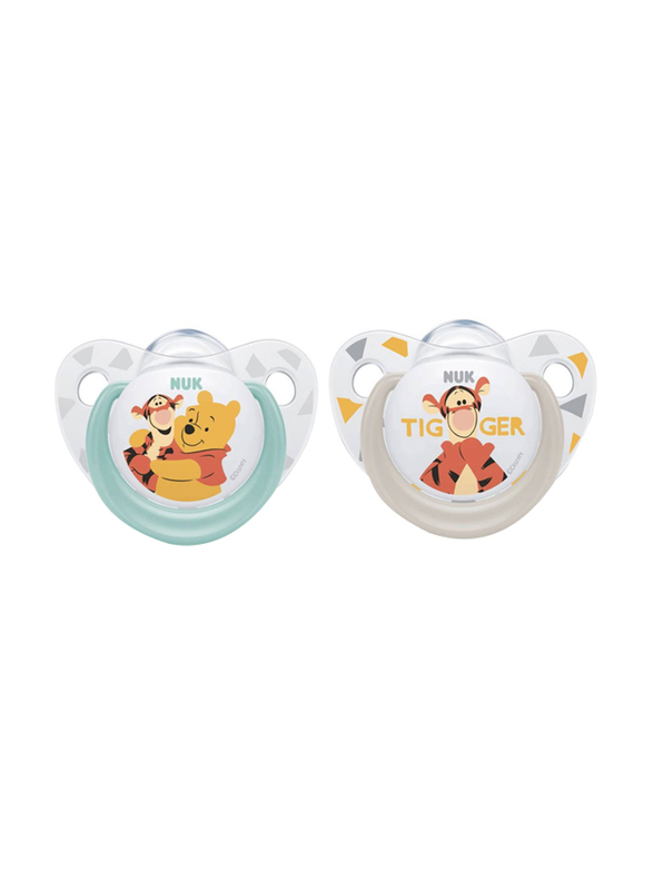 Nuk Disney Winnie the Pooh Trendline Silicone Pacifier, 2 Pieces, Multicolour