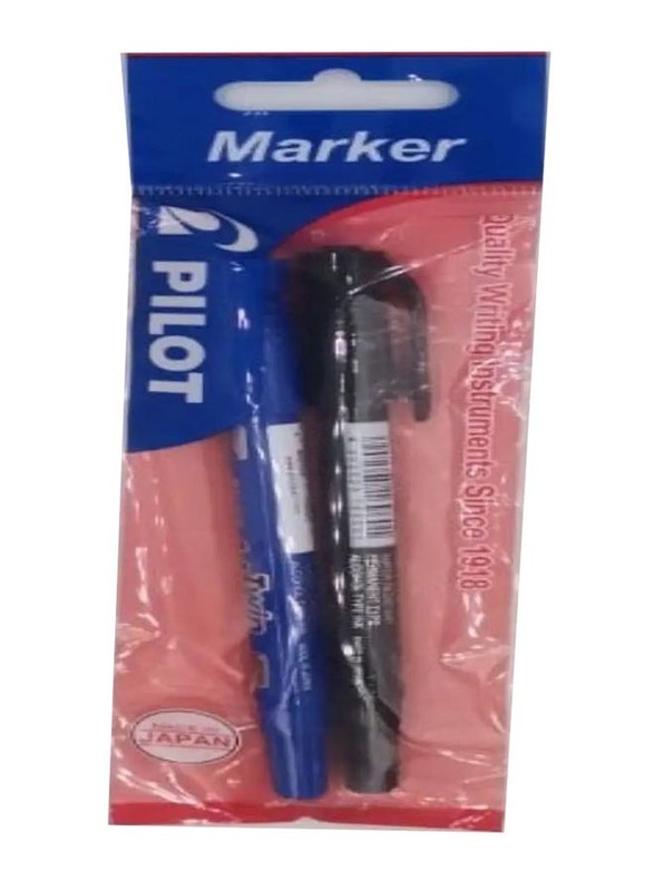 Pilot Twin Marker Fine & Ultra Fine Tip, 2 Pieces, Blue/Black