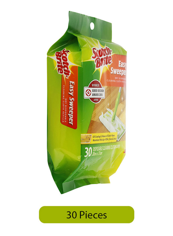 Scotch Brite Easy Sweeper Dry Disposable Cleaning Cloth Refills, 30 Pieces