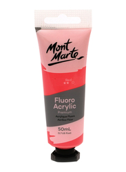 Mont Marte Fluoro Acrylic Paint, 50ml, Fluorescent Red