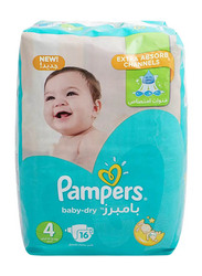 Pampers Size 4 Baby Dry Diapers - 16 Pieces, Large