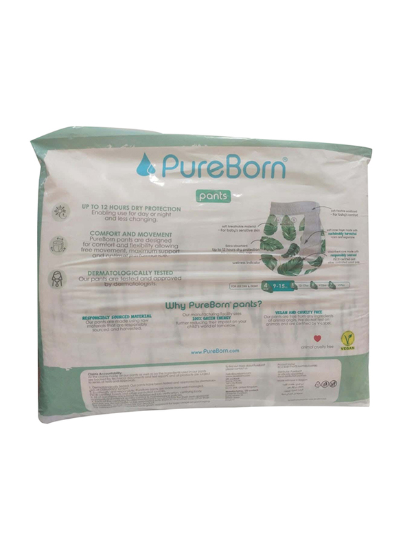 Pureborn Pant, Size 4, 9-15 Kg, 44 Count