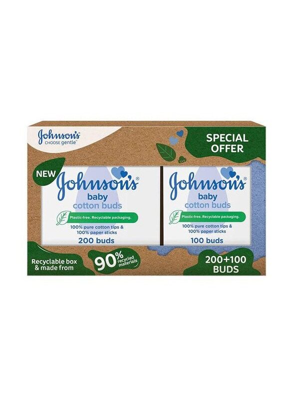 

Johnson's 2-Piece Cotton Buds Set for Kids, 200 + 100 Pieces