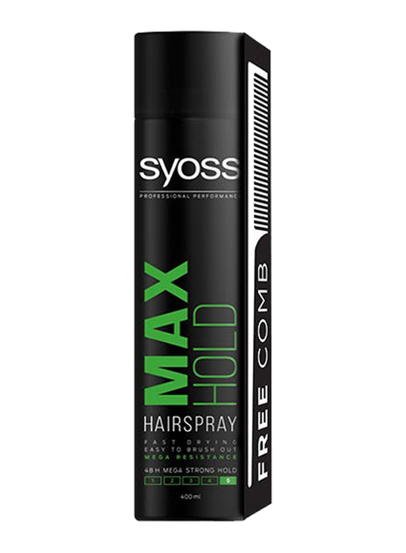 Syoss Hair Spray Max Hold with Free Comb, 400 ml