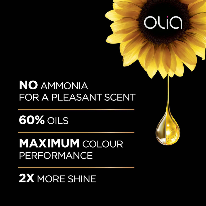 Garnier Olia No Ammonia Permanent Hair Colour with 60% Oils, 4.8 Mocha