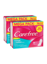 Carefree Cotton Fresh Panty Liners Mega pack, 76 Pieces, 2 Packs