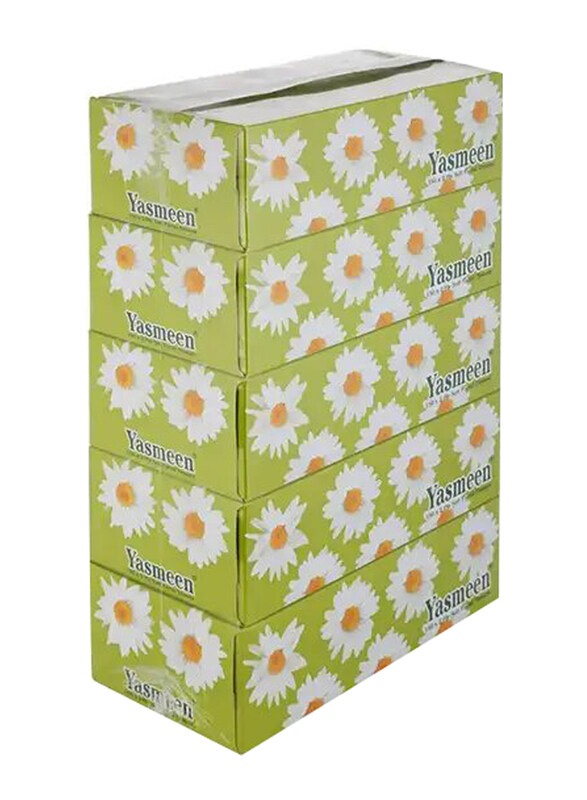 

Yasmeen 2 Ply Soft Facial Tissues, 5 x 150 Sheet