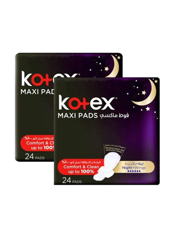 

Kotex Maxi Night Time Sanitary Pads, 24 Pads, 2 Pieces