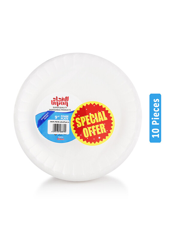 

Union 9 inch Disposable Foam Plate - 10 Pieces, Multicolour
