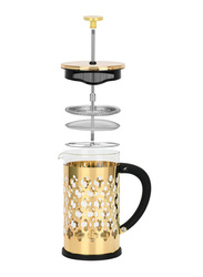 Fissman 600ml Amado Series Borosilicate Glass French Press Coffee Maker, Gold/Black