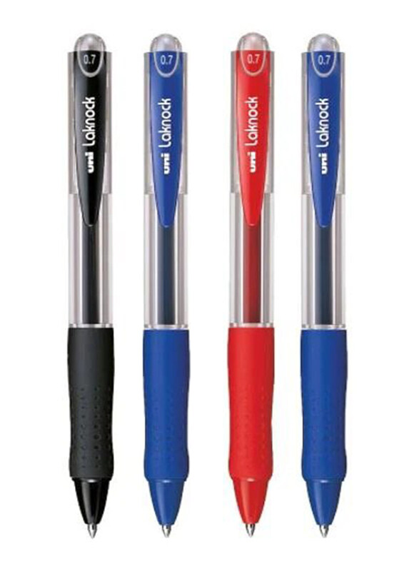 Uniball 4-Piece Lacknock Ball Point Pen, 0.7mm, Assorted