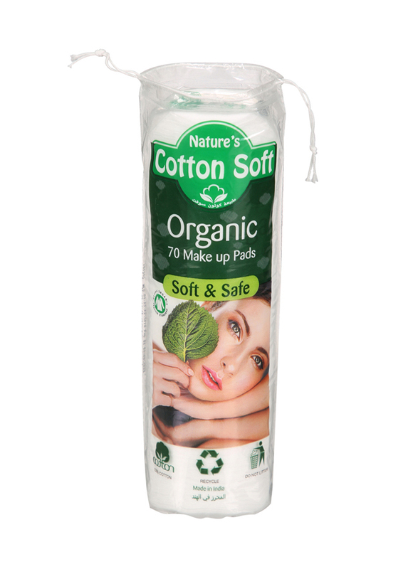 Nature's Organic Cotton Soft Makeup Pads, 70 Pieces, White