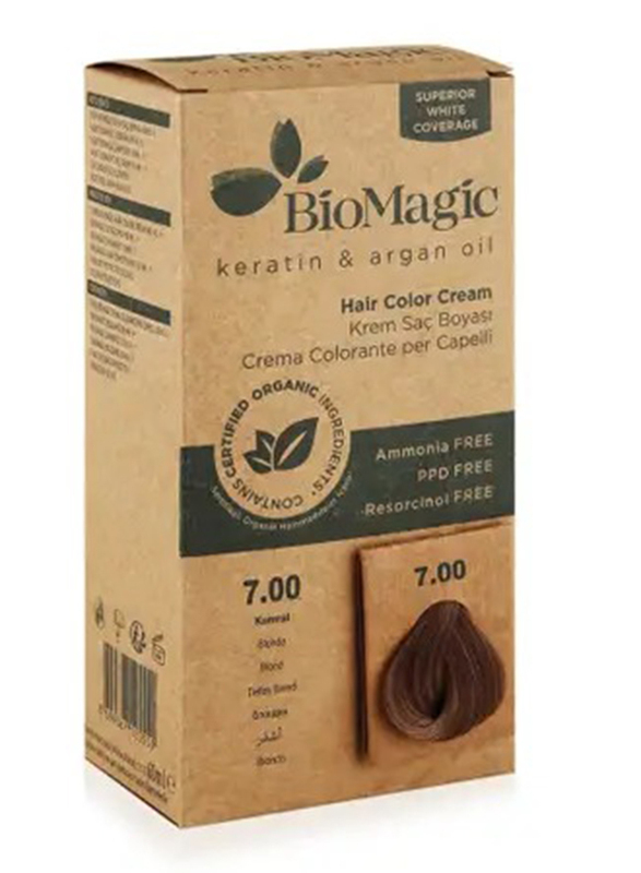 Biomagic Keratin & Argan Oil Permanent Hair Color Cream Set, 7/00 Blonde