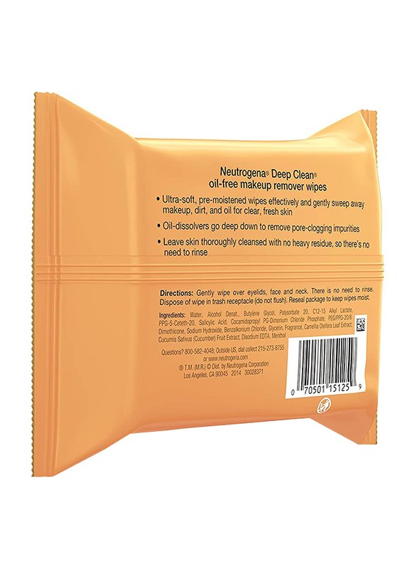 Neutrogena Deep Clean Makeup Remover Facial Wipes, 25 Count