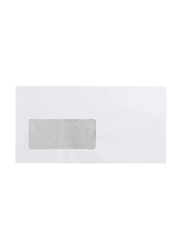 Unimail Peel & Seal White Envelopes with L Window, 115 x 225mm, 100GSM, 50 Pieces