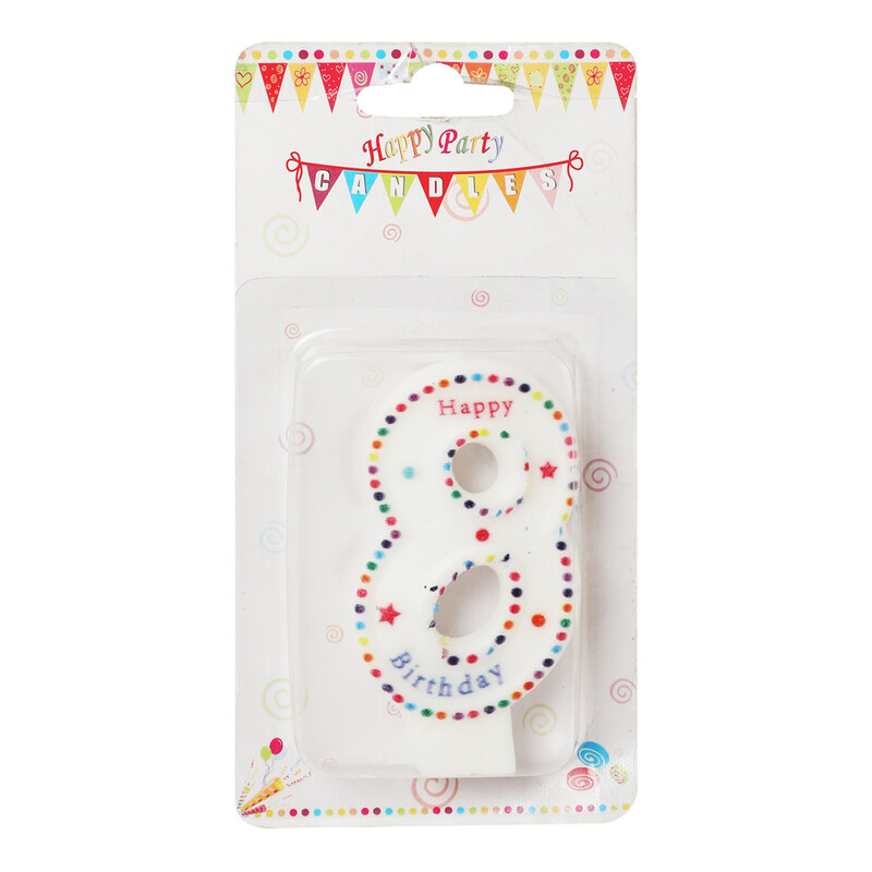 

Party Time Happy Birthday Numbers Candles, White