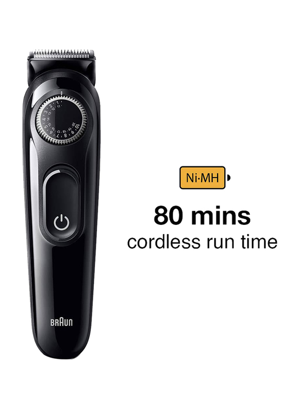 Braun Beard Trimmer 3 With Precision Wheel and 3 Styling Tools, BT3410, Black