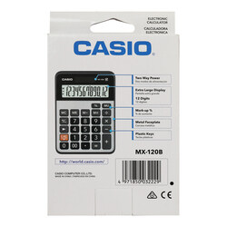 Casio MX-120B 12-Digit Mini Desk Type Calculator, Black/White