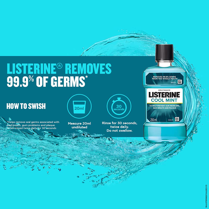 Listerine Cool Mint Mouthwash, 2 x 500ml