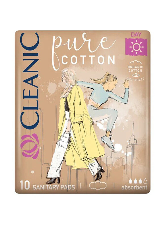 

Cleanic Pure Cotton Daytime Sanitary Pads, 10 Pieces