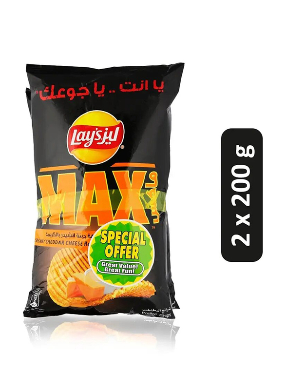 Lay's Max Creamy Cheddar Cheese Potato Chips - 2 x 200g