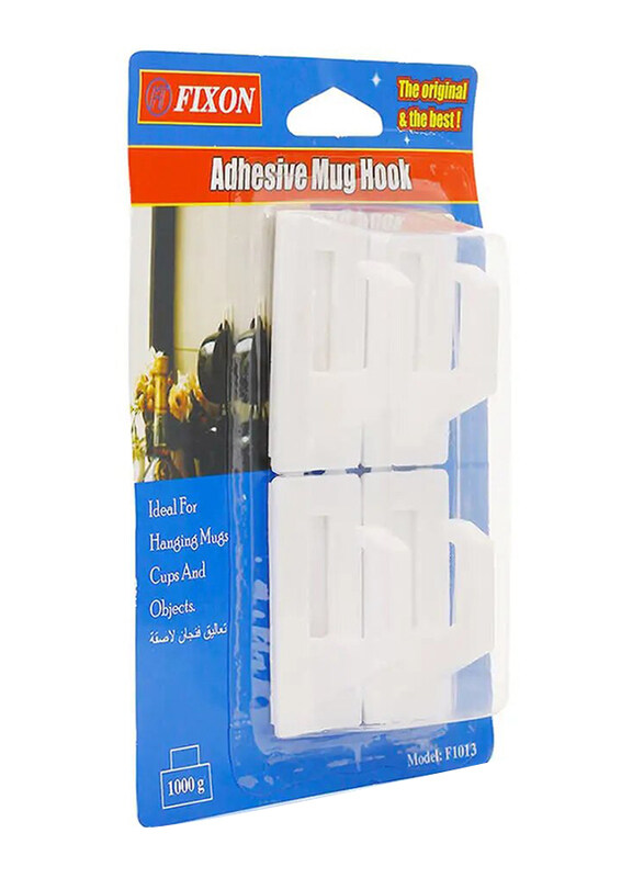 

Fixon 4-Piece ABS Adhesive Mug Hooks, White