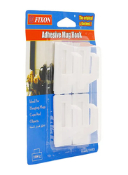 Fixon 4-Piece ABS Adhesive Mug Hooks, White
