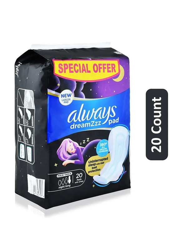 Always Dreamzz Pad Clean & Dry Maxi Thick, Night Long Sanitary