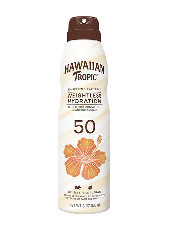 Hawaiian Tropic Sun Screen Clear Spray Weight Less Hydration SPF 50, 170gm