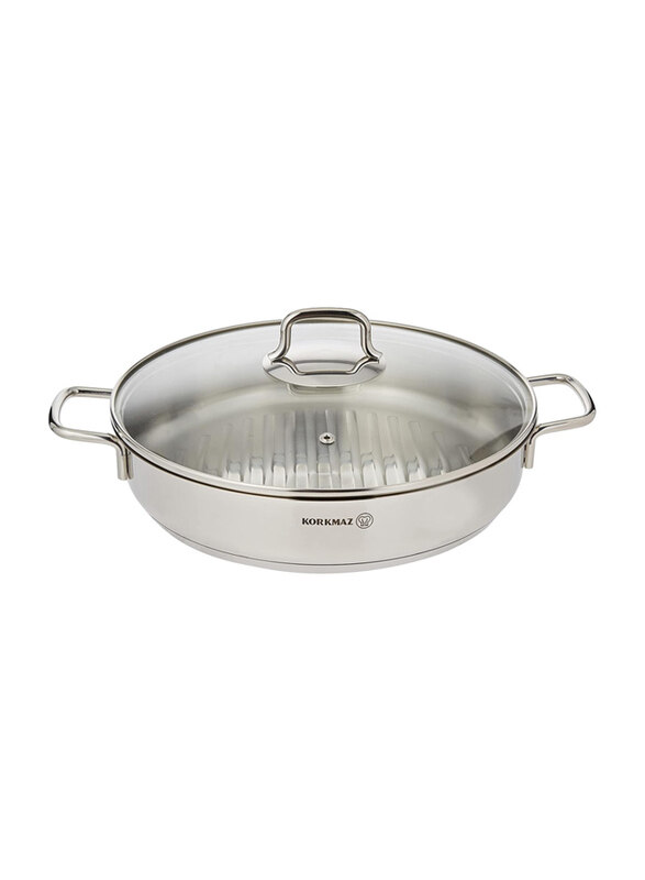 

Korkmaz 5L Round Perla Sauce Casserole, 28 x 5.5cm, Silver