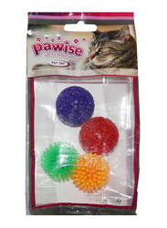 Pawise Cat Glitter Balls, 4 Pieces, Multicolor