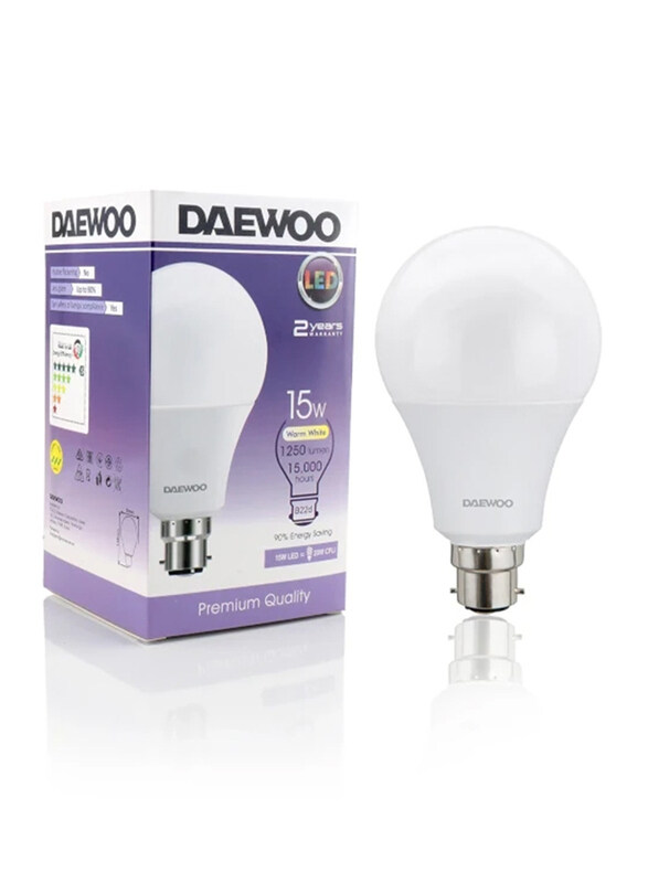 

Daewoo B22 15W Light LED Bulb, DL22, White